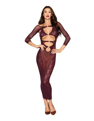 Lace Mesh Keyhole Cut Out Long Sleeve Shrug & Gown
