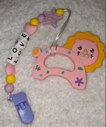 Lion Silicone Teether Chewing Toy Pacifier Clip