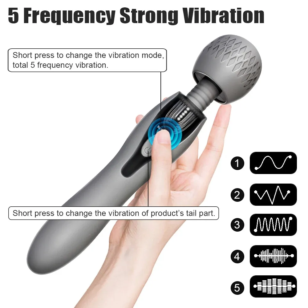 Magic Wand Vibrator - Double End G Spot Clitoral Stimulator Female Sex Toys