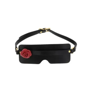 Mască TABOOM Blindfold Wild Roses pentru jocuri erotice BDSM. cu trandafir decorativ. din piele ecologică. culoare negru cu roșu