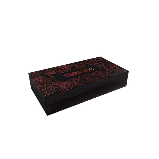 Mască TABOOM Blindfold Wild Roses pentru jocuri erotice BDSM. cu trandafir decorativ. din piele ecologică. culoare negru cu roșu