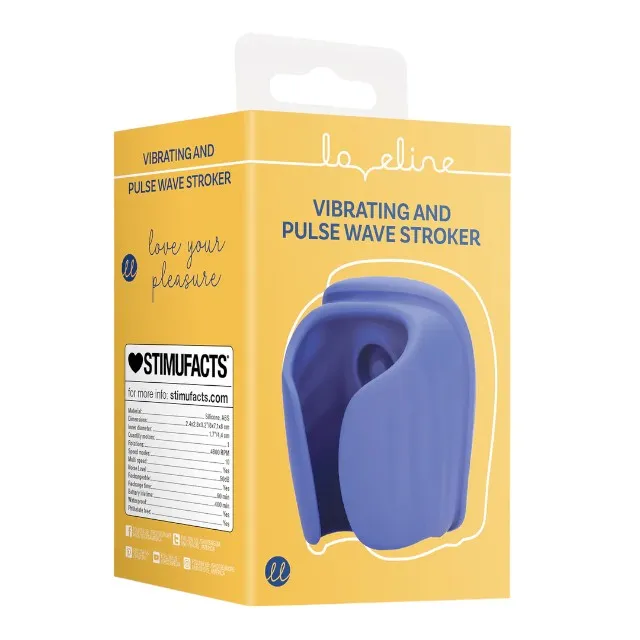 Masturbator automat LOVELINE Vibrating and Pulse Wave Stroker. cu funcție de pulsație. 10 funcții de vibrație. albastru
