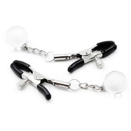 Nipple clamps with chain clear decorative balls