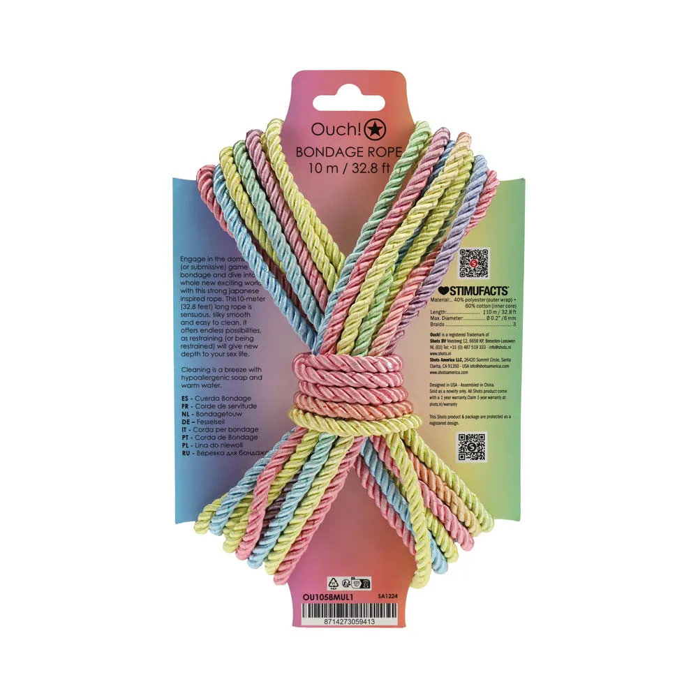 Ouch! Bondage Rope 10 m Nylon Multicolor Pastel