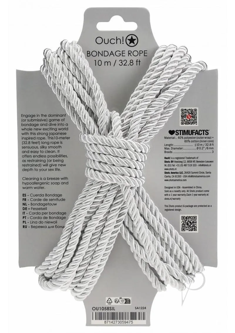 Ouch Bondage Rope 10 Meter Silver