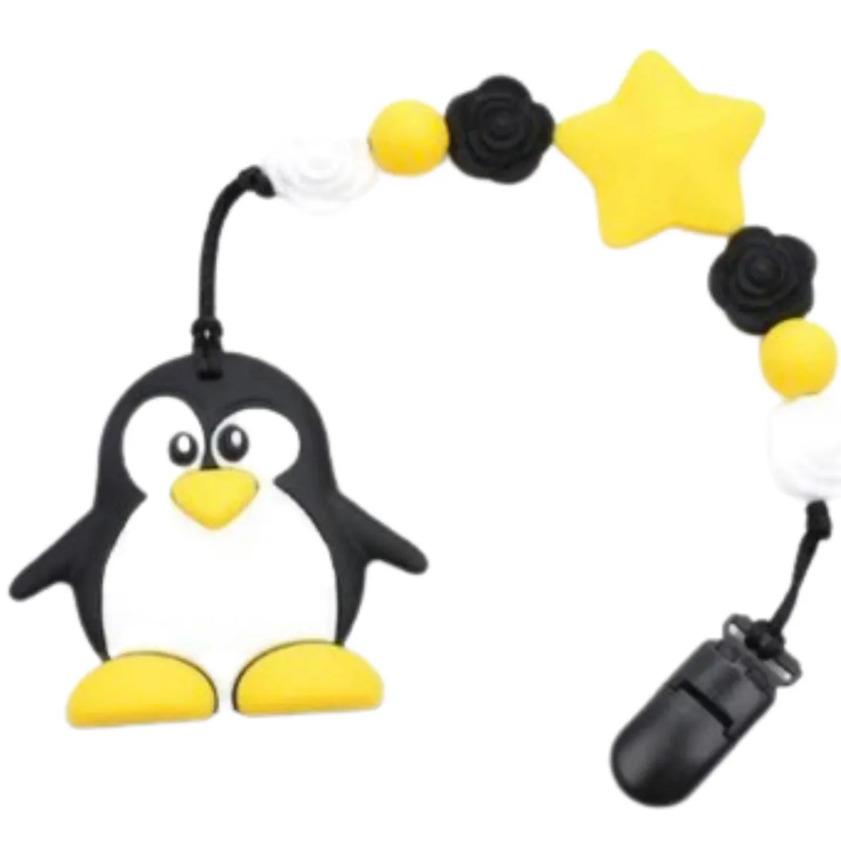 Penguin VARIETY Silicone Teether Chewing Toy Pacifier Clip