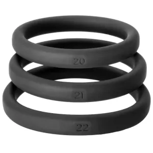 Perfect Fit Black Cock Ring Set with Size 20. 21 and 22