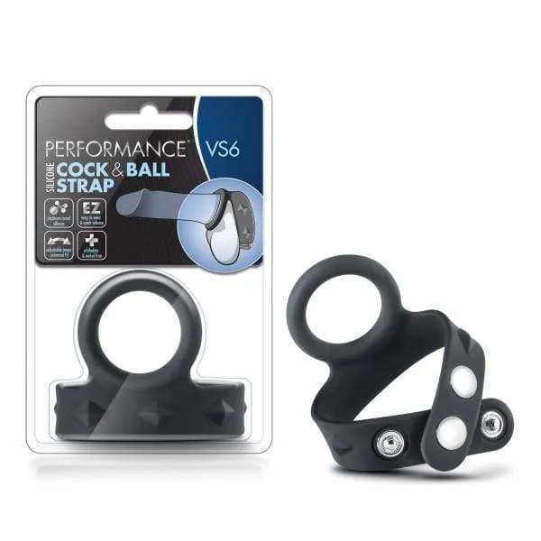 Performance VS6 Silicone Cock Ring & Ball Strap - Black