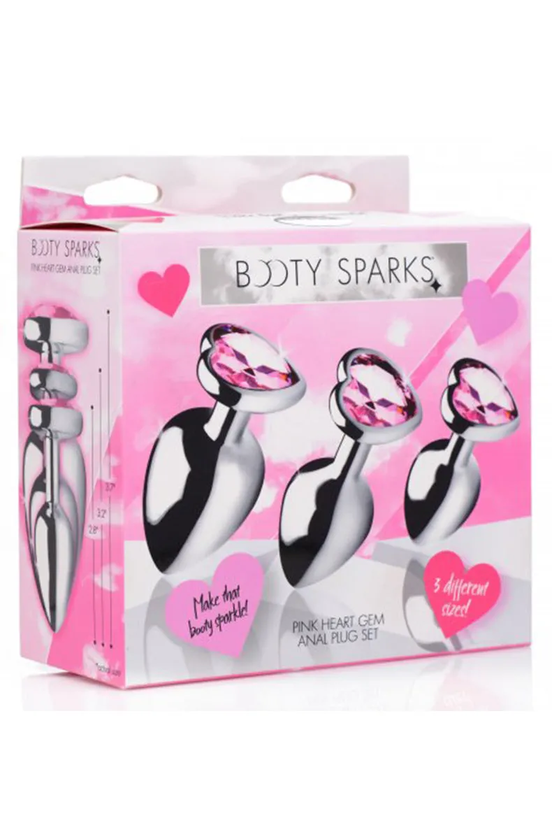 Pink Heart Gem Anal Plug Set