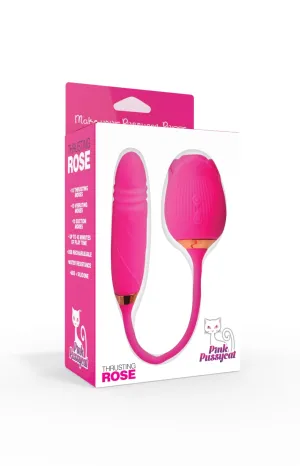 Pink Pussycat Vibrating Thrusting Rose - Pink