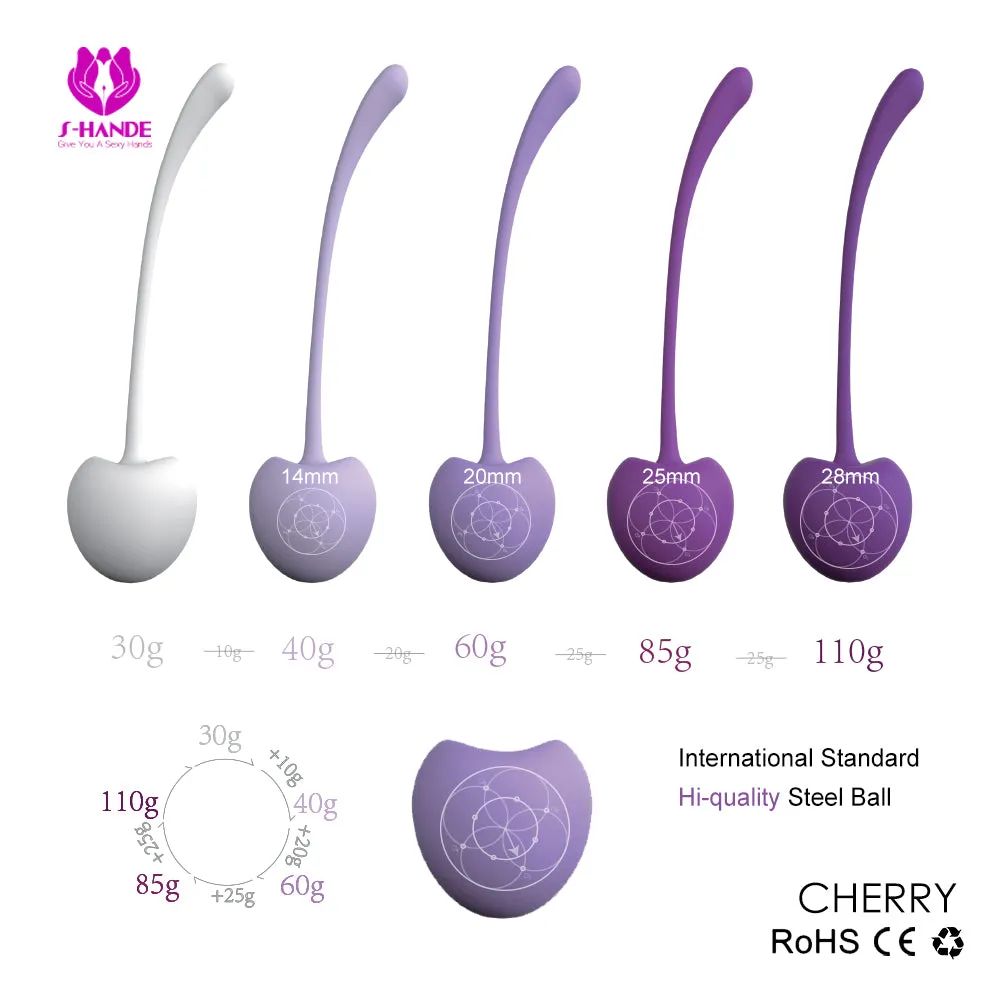 Pleasure LUX Cherry Kegel Balls 5 Pack | Purple  | Silicone Medical Grade