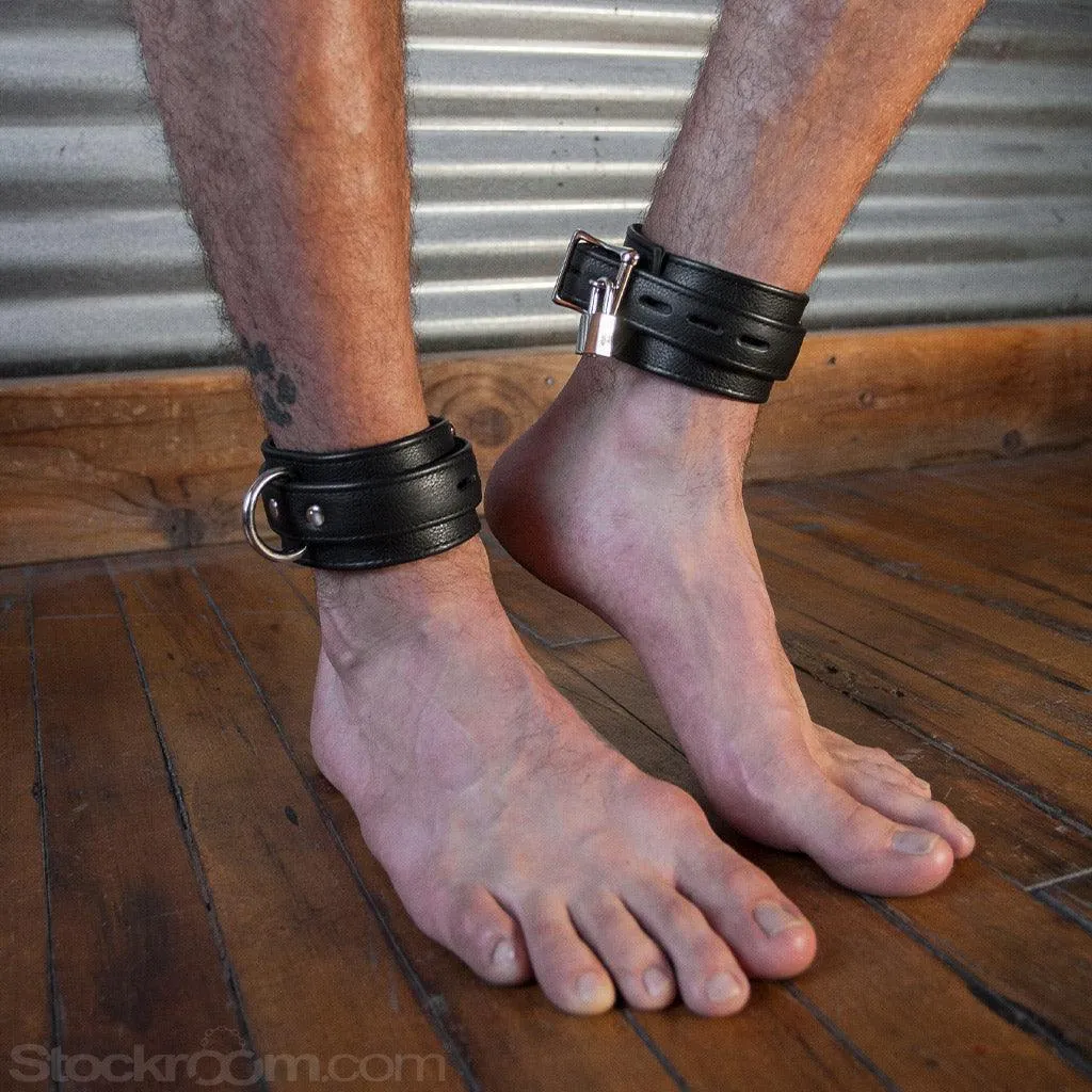 Premium Garment Leather Ankle Bondage Cuffs