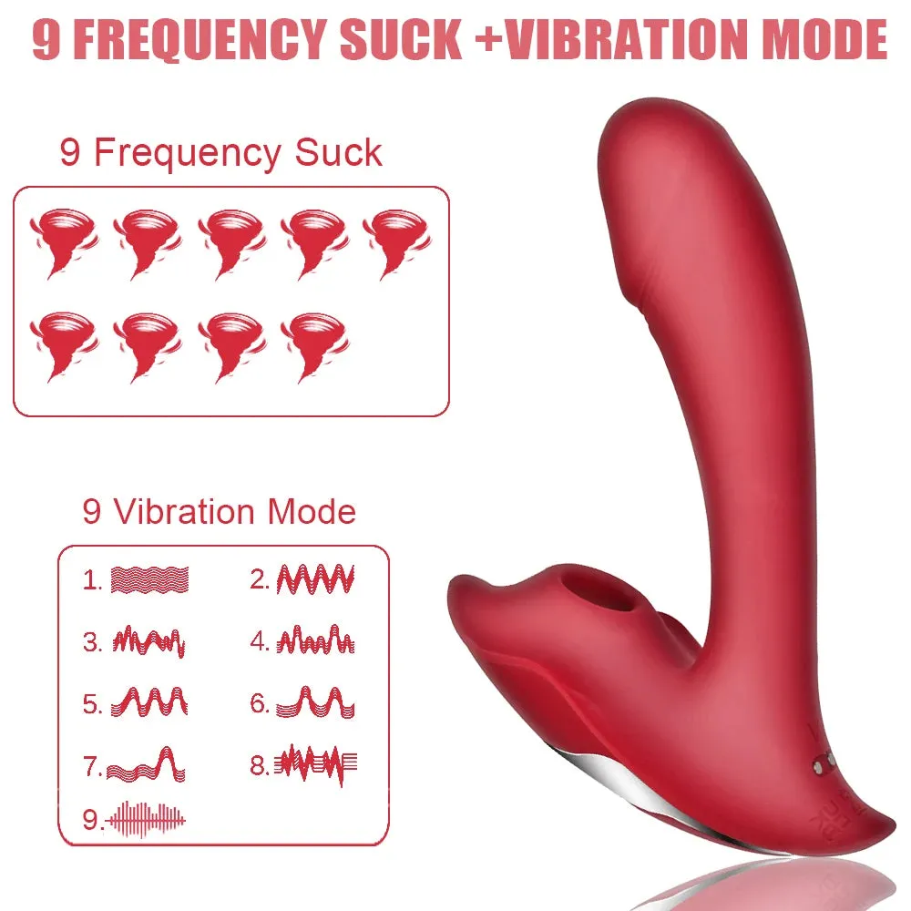 Remote Control Clit Sucking G Spot Vibrator - 9 Vibrating Dildo Female Sex Toy