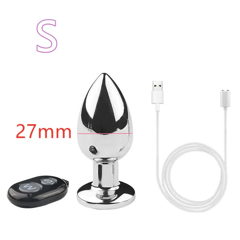 Remote Control Metal Anal Dildo - Stainless Steel Vibrating Butt Plug Anal Toys