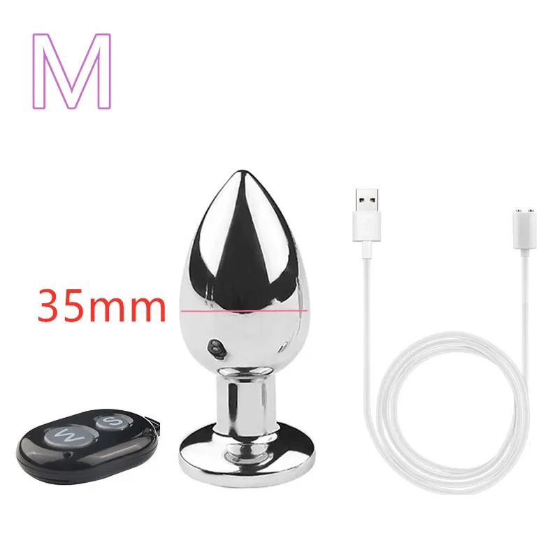 Remote Control Metal Anal Dildo - Stainless Steel Vibrating Butt Plug Anal Toys