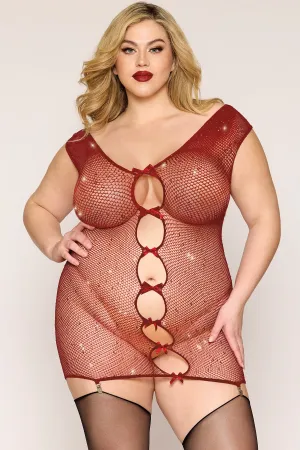 Rhinestone Bow Keyhole Garter Chemise