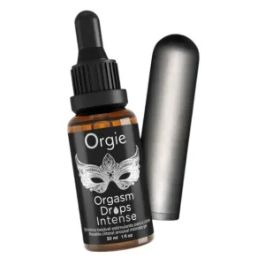 Set ORGIE Orgasmic Bullet. gel intim Orgasm Drops Intense cu efect de răcire și încălzire   vibrator bullet cu 10 funcții de vibrație (gri)