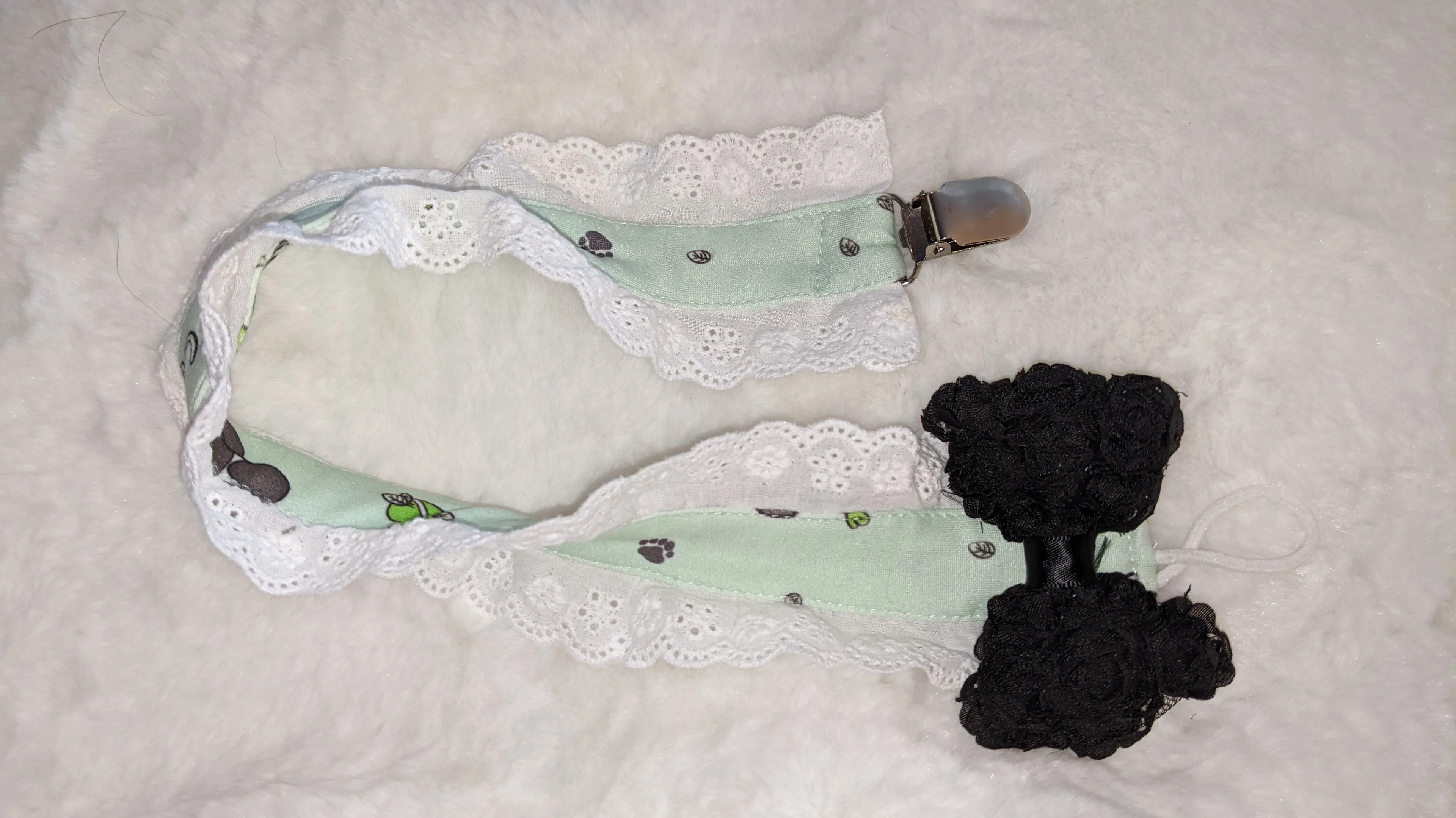 Silly Panda Plush Ruffle Deluxe Pacifier Clip