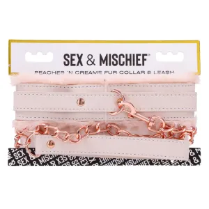 Sportsheets Sex & Mischief Peaches 'n CreaMe Fur Collar & Leash