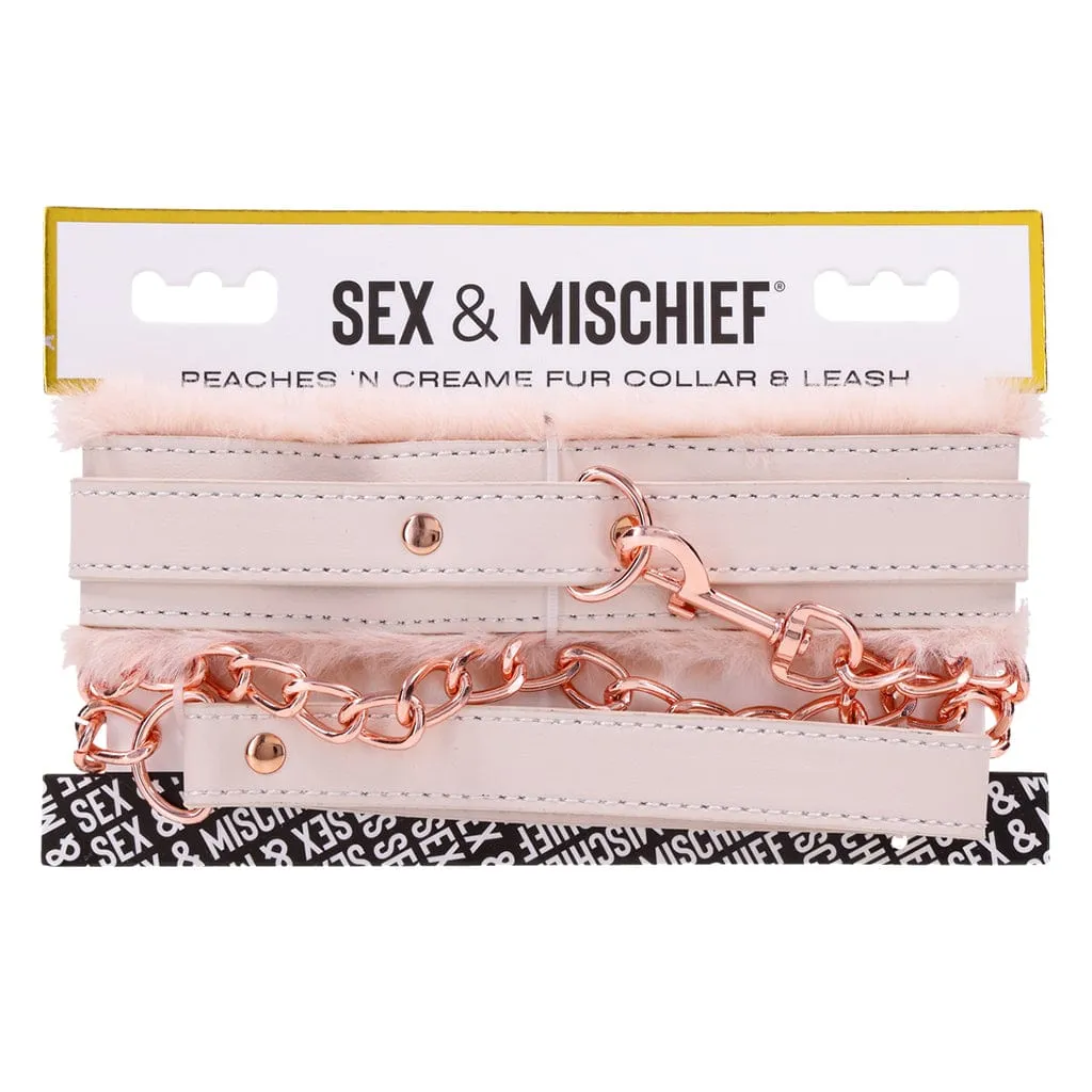 Sportsheets Sex & Mischief Peaches 'n CreaMe Fur Collar & Leash