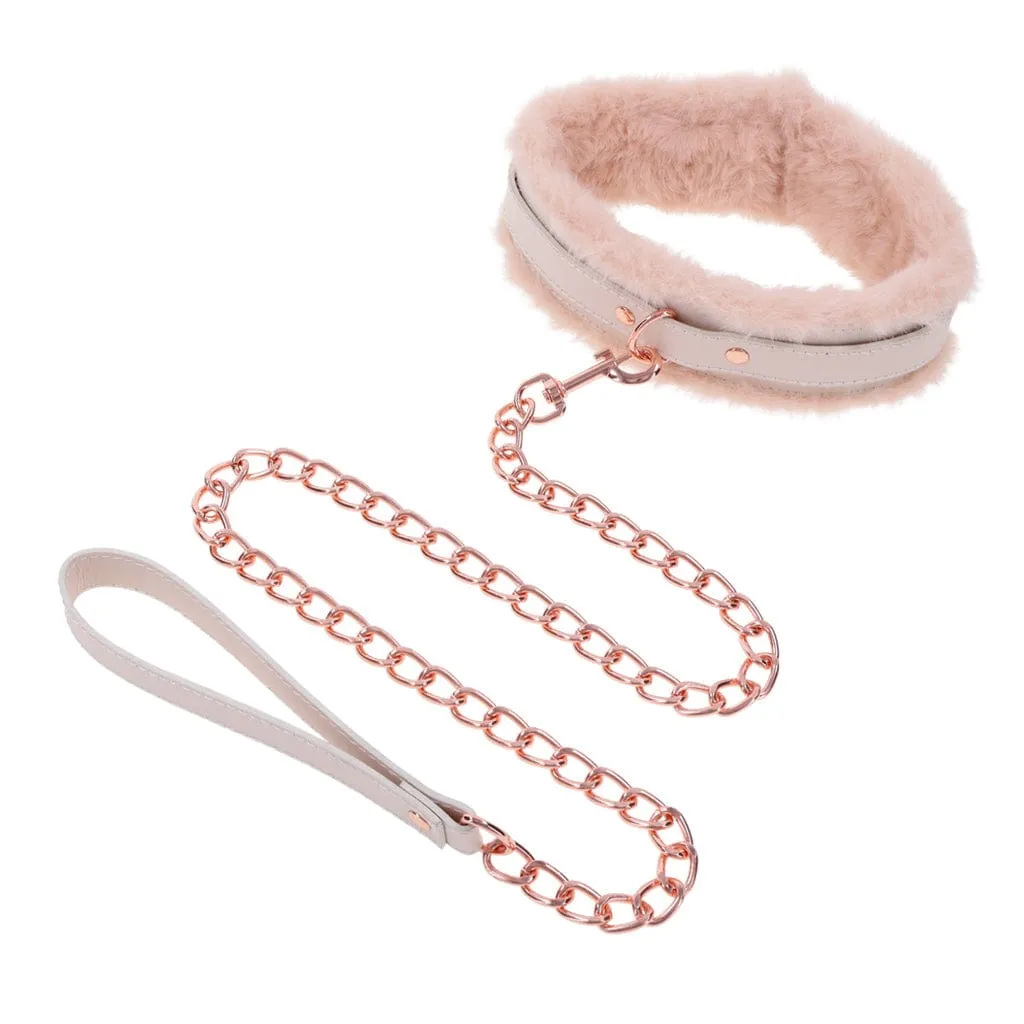Sportsheets Sex & Mischief Peaches 'n CreaMe Fur Collar & Leash