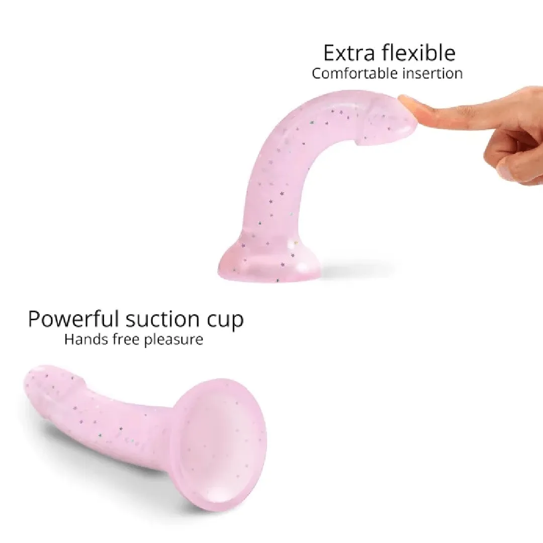 Starlight Pink Glitter 7 inch Silicone Dildo