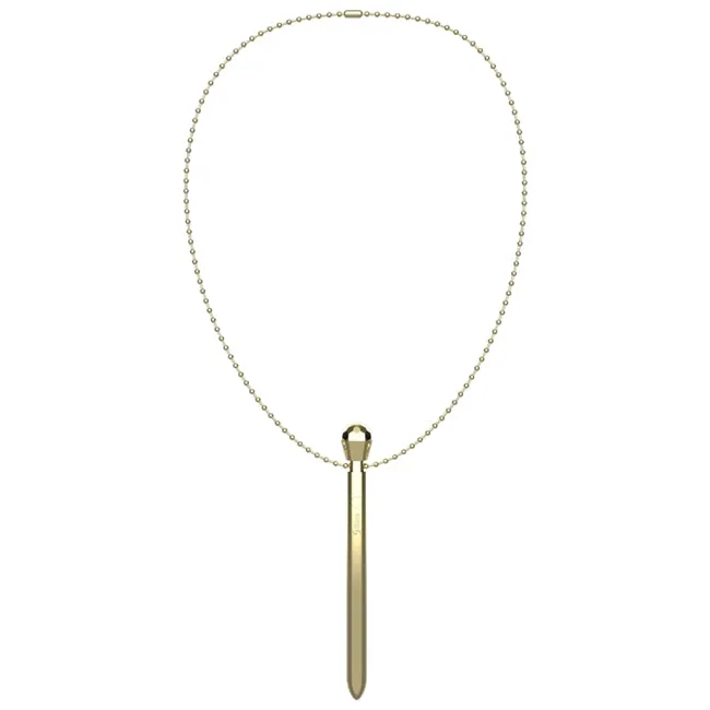 Stimulator clitoris IBIZA Clit Pocket Stimulator Necklace. in forma de pandantiv pe colier. 12 functii de vibratie. culoare auriu
