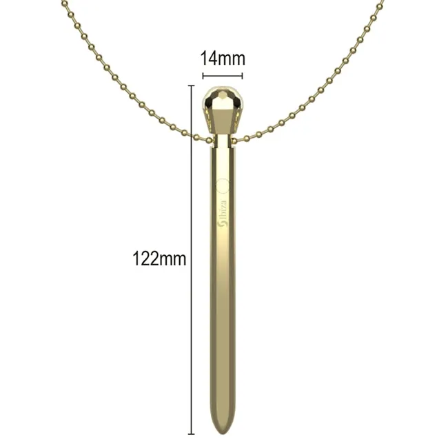 Stimulator clitoris IBIZA Clit Pocket Stimulator Necklace. in forma de pandantiv pe colier. 12 functii de vibratie. culoare auriu
