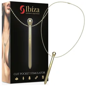 Stimulator clitoris IBIZA Clit Pocket Stimulator Necklace. in forma de pandantiv pe colier. 12 functii de vibratie. culoare auriu