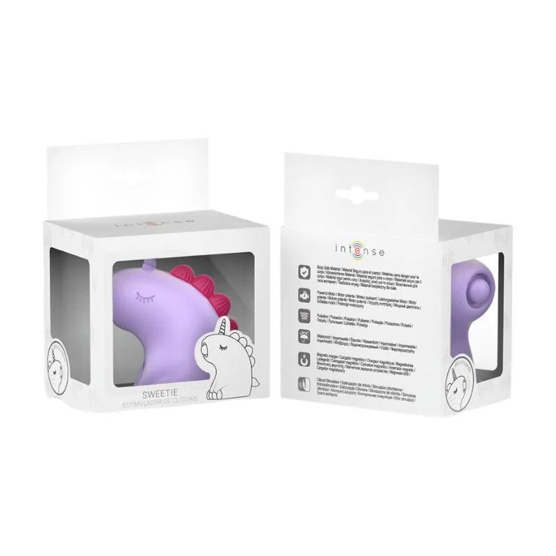 Stimulator clitoris INTENSE SWEETIE. in forma de unicorn. cu functii de vibratie reglabile. rezistent la apa IPX7. culoarea roz