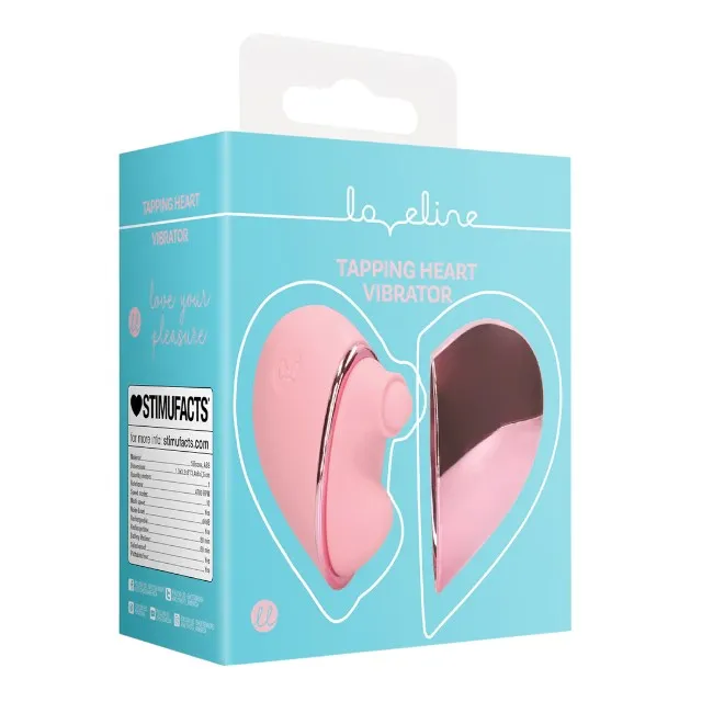 Stimulator clitoris LOVELINE Tapping Heart Vibrator. în formă de inimă. 10 funcții de vibrație. culoare roz