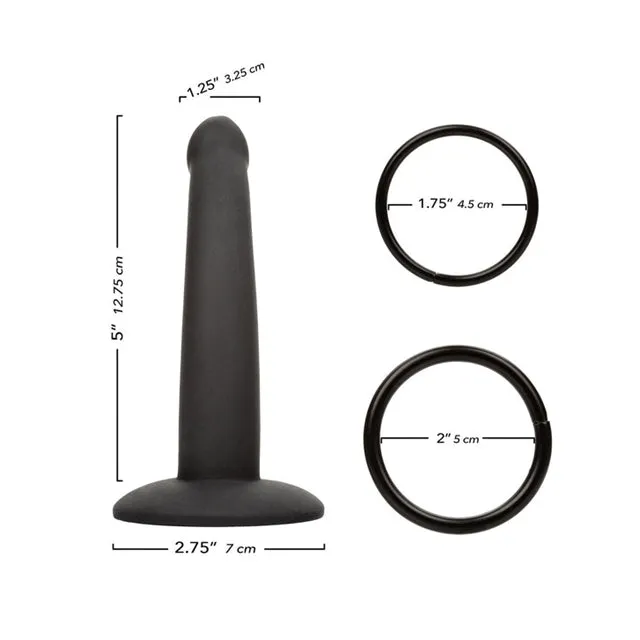 Strap-on pentru picior CALEXOTICS Onyxxx Thigh Strap with Silicone Probe. cu dildo inclus. lungime 12.7 cm. negru