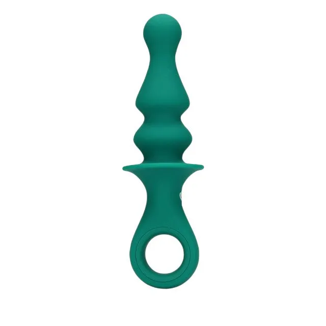 Vibrator anal LOVELINE Pawn Shaped Anal Vibrator. cu 12 funcții de vibrație. lungime 16.5 cm. diametru 3.4 cm. verde