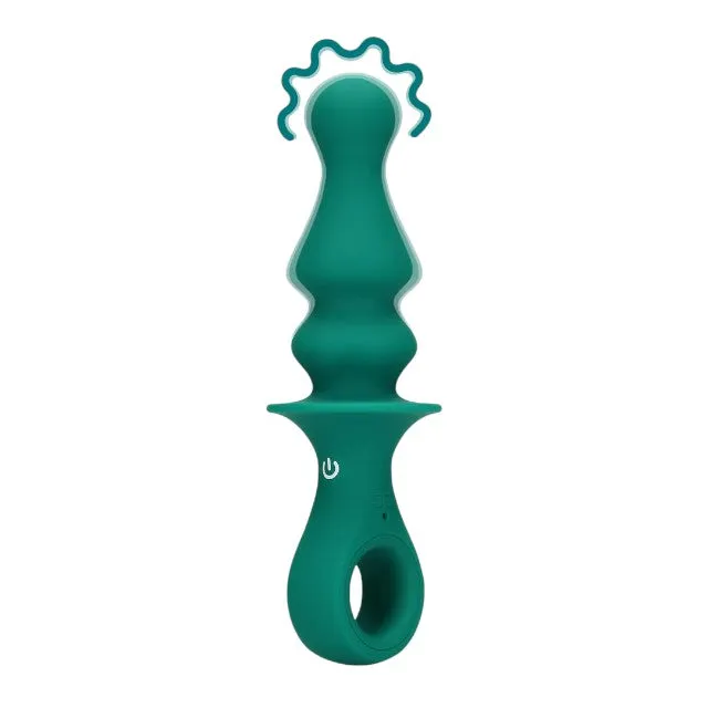 Vibrator anal LOVELINE Pawn Shaped Anal Vibrator. cu 12 funcții de vibrație. lungime 16.5 cm. diametru 3.4 cm. verde