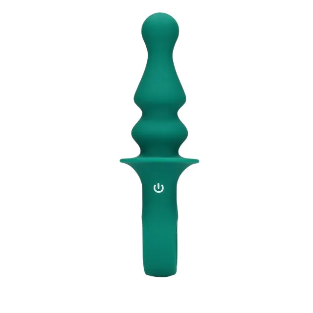 Vibrator anal LOVELINE Pawn Shaped Anal Vibrator. cu 12 funcții de vibrație. lungime 16.5 cm. diametru 3.4 cm. verde