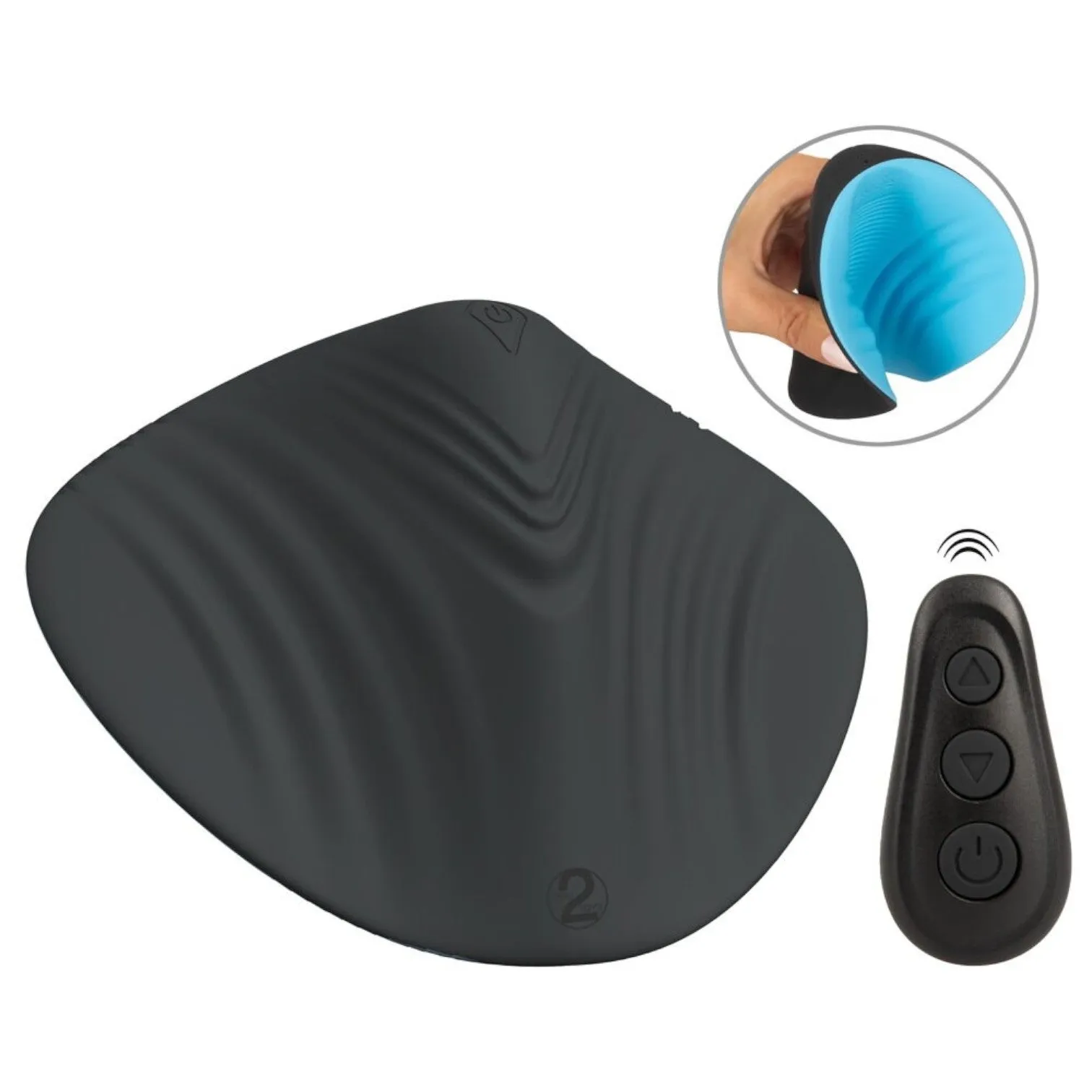 Vibrator cupluri COUPLES CHOICE Lay-on Multi Toy. stimulator clitoris și masturbator. 10 funcții de vibrație. negru cu albastru
