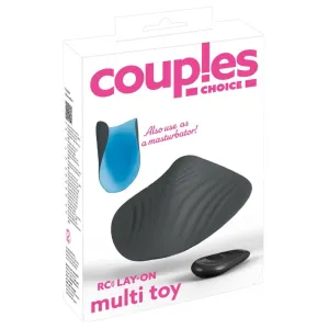 Vibrator cupluri COUPLES CHOICE Lay-on Multi Toy. stimulator clitoris și masturbator. 10 funcții de vibrație. negru cu albastru