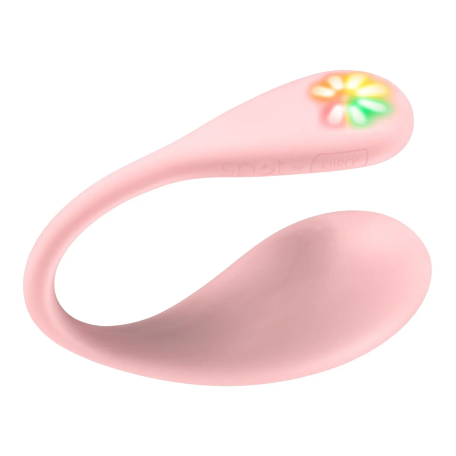 Vibrator interactiv KIIROO SPOT. cu lumini LED curcubeu. control prin aplicație. 6 funcții de vibrație. rezistent la apă. roz