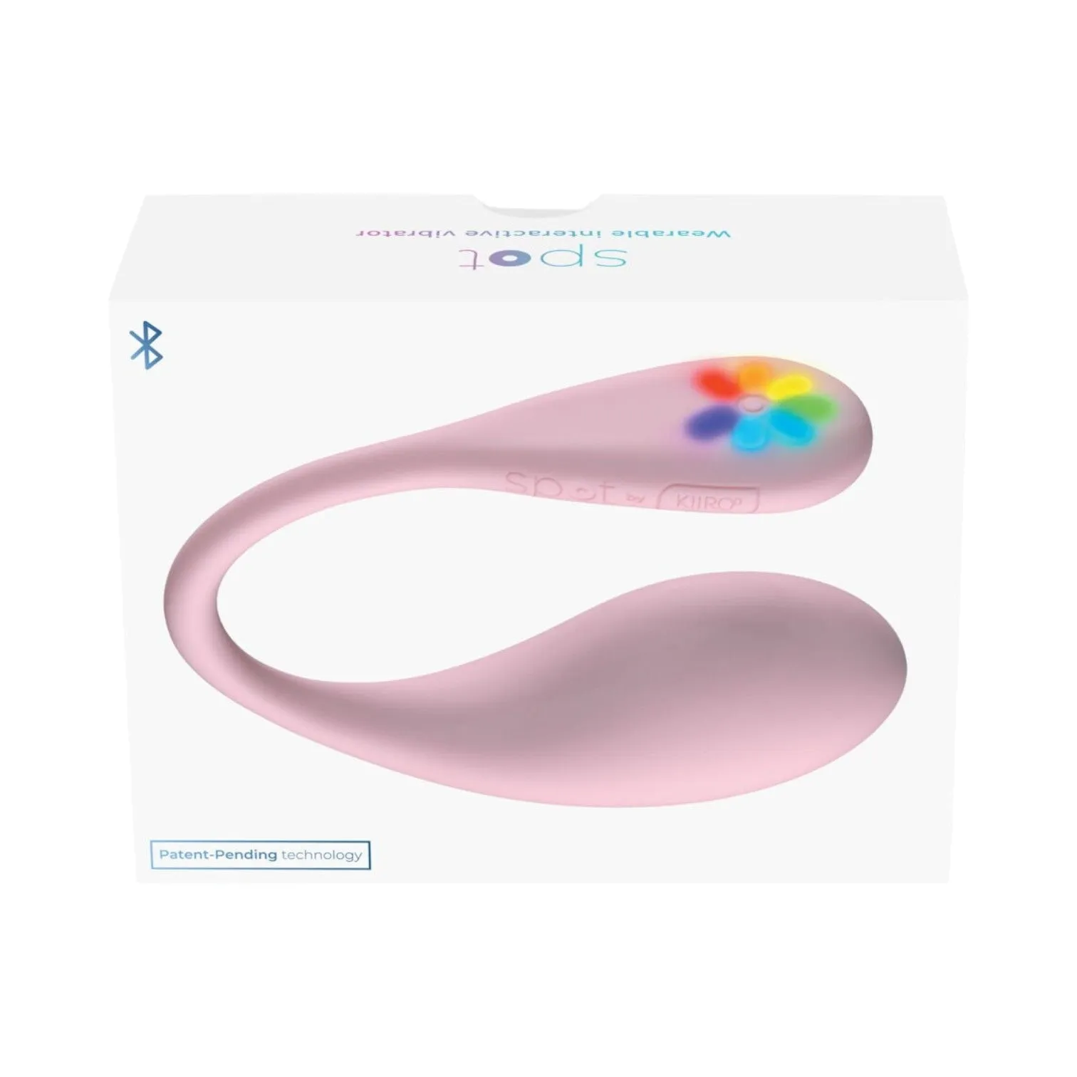 Vibrator interactiv KIIROO SPOT. cu lumini LED curcubeu. control prin aplicație. 6 funcții de vibrație. rezistent la apă. roz
