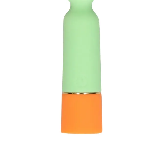 Vibrator LOVELINE Ribbed Mini Vibrator with USB Charger. cu striații pentru stimulare versatilă. 10 funcții de vibrație. 12.2 cm. verde