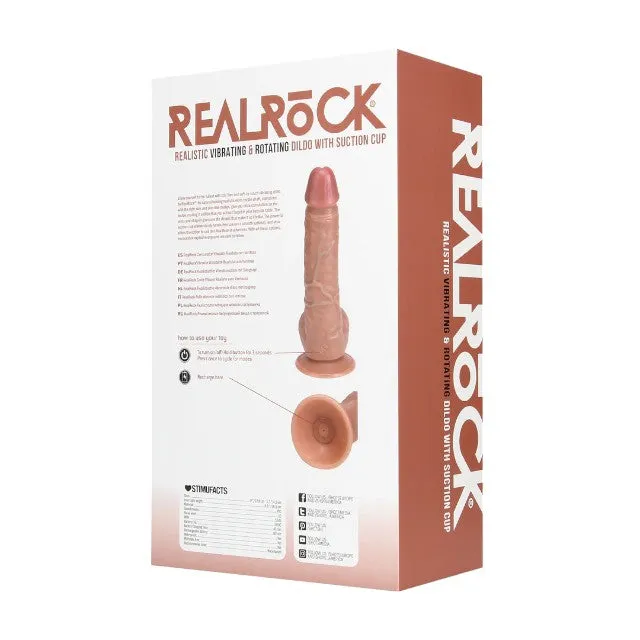 Vibrator REALROCK 8 Vibrating & Rotating Dildo. cu funcție de rotație. design realist cu testicule. 20.3 cm. culoare caramel