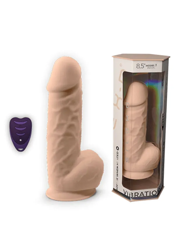 Vibrator SILEX-D 8.5 Model 1. realist cu testicule. control prin telecomandă. 10 funcții de vibrații. 21.5 cm. culoarea pielii