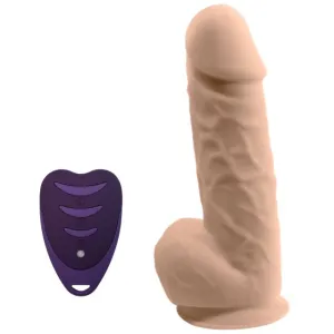 Vibrator SILEX-D 8.5 Model 1. realist cu testicule. control prin telecomandă. 10 funcții de vibrații. 21.5 cm. culoarea pielii