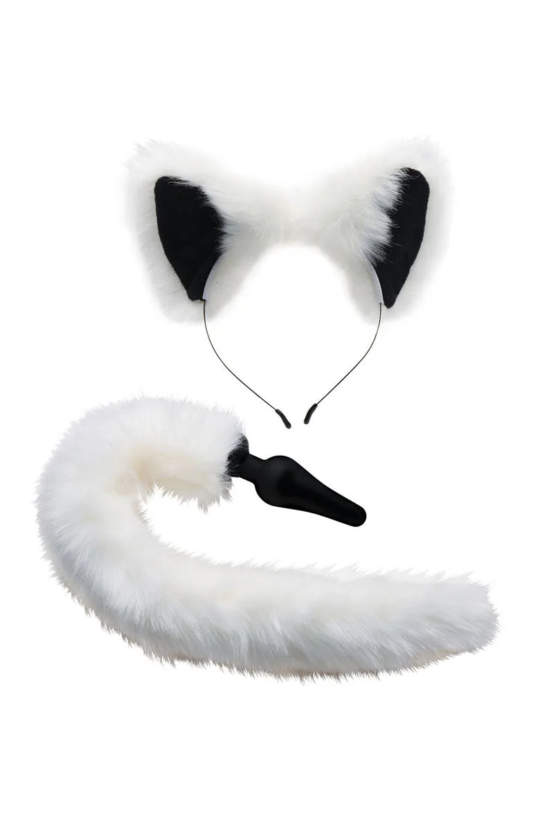 White Fox Tail Butt Plug and Ears Set