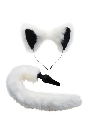 White Fox Tail Butt Plug and Ears Set