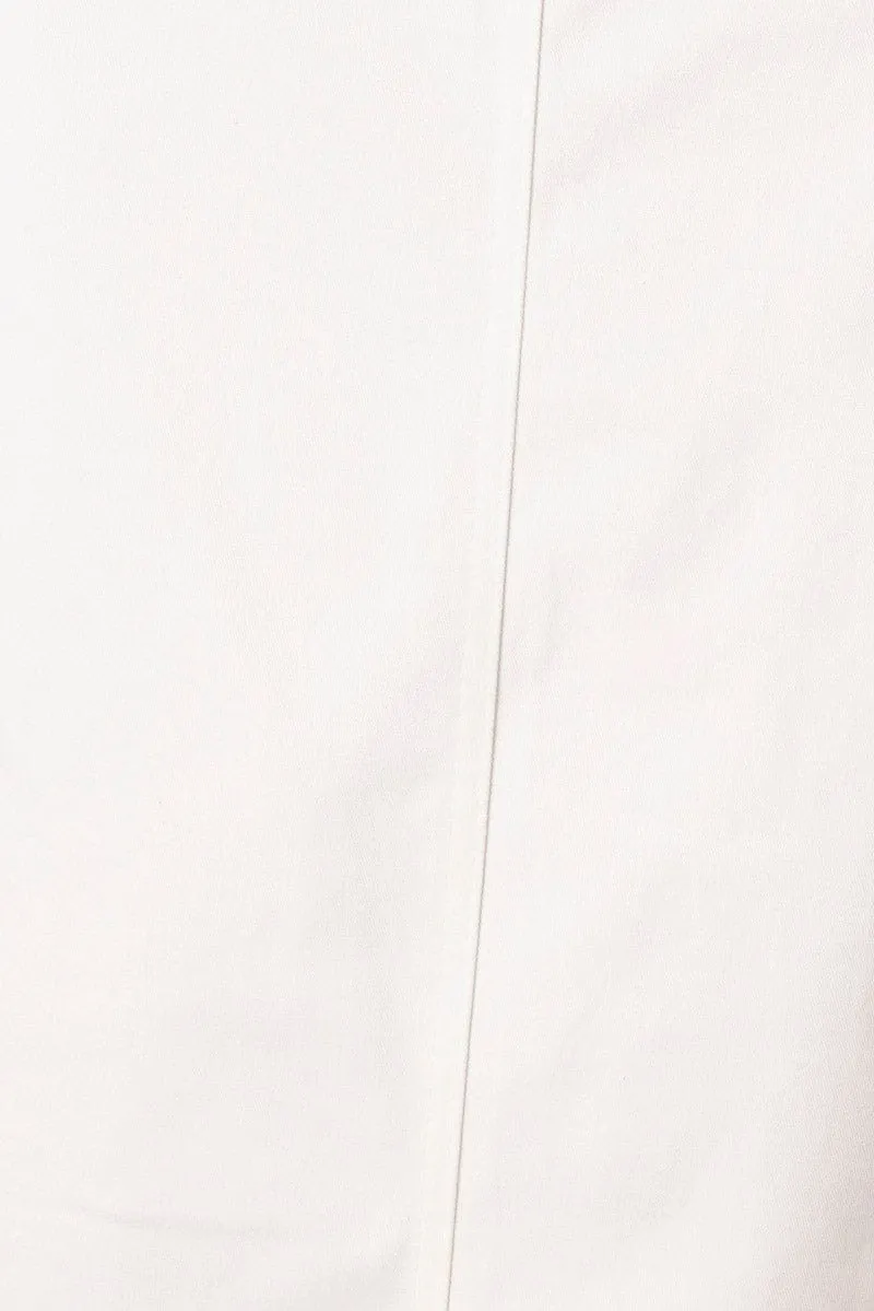 White Tailored Skirt Midi Mid Rise