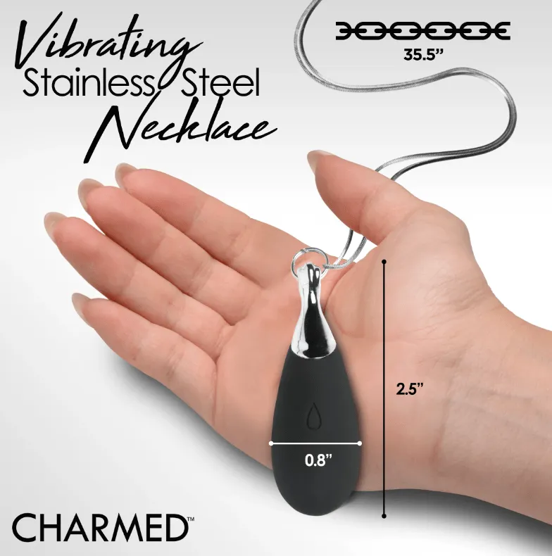 XR Brands Charmed 10X Vibrating Silicone Teardrop Necklace